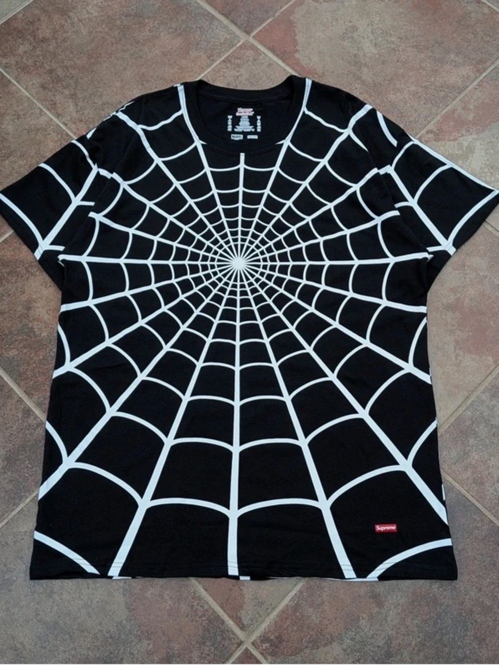 Hanes Supreme x Spiderman All-over Spiderman Web Graphic Grunge Tagless T Shirt